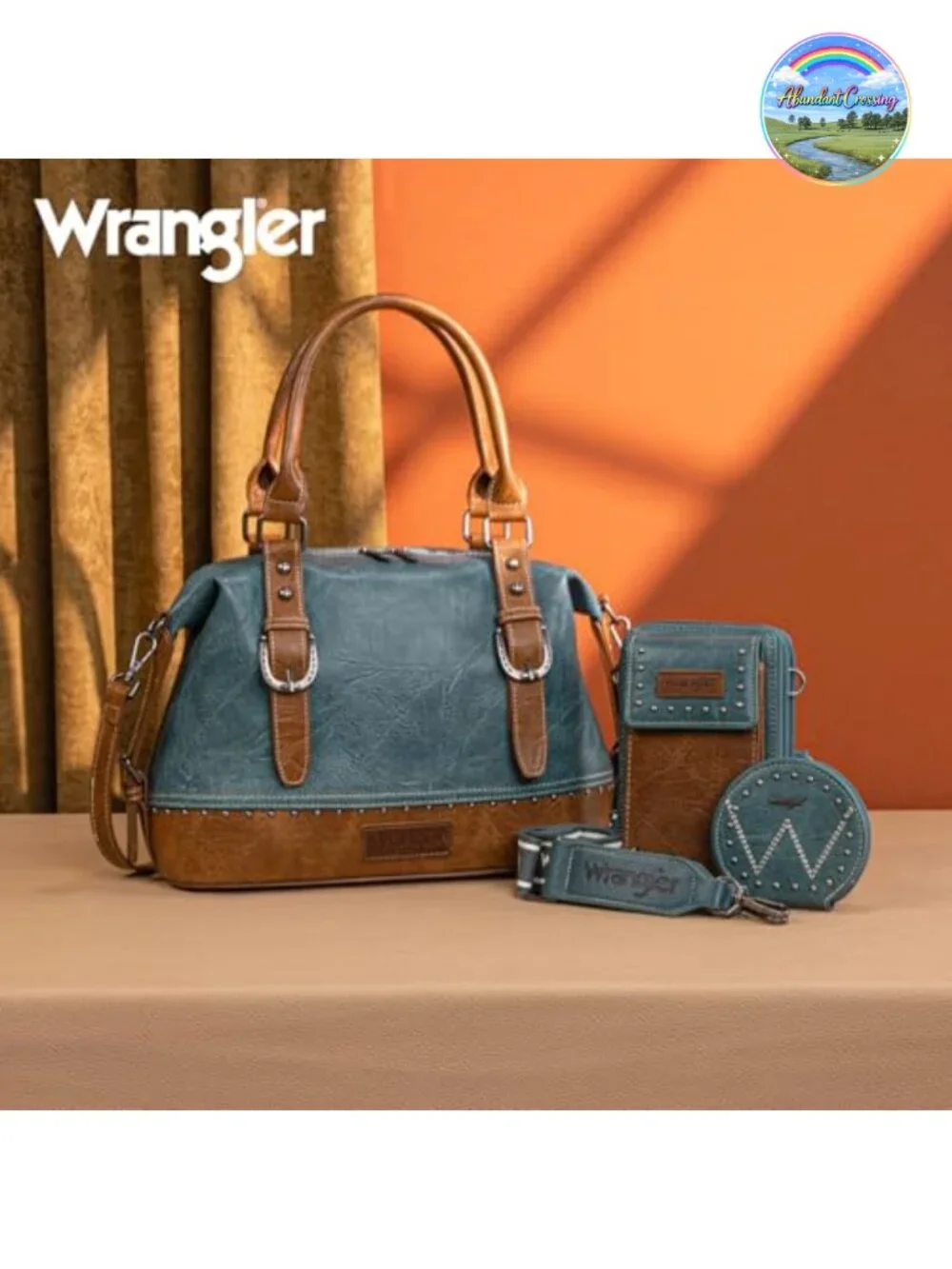 Wrangler 3Pcs Doctor Bag Set Top-Handle Satchel with Cell Phone Handbag and